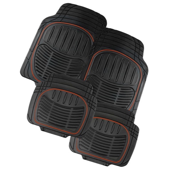 Universal 4pc Rubber Mat Set with Red Strip