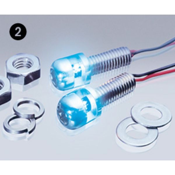 LASER LiteScrews, LED 5 mm, side lighting, orbit blue 2 pieces, wrench size 12 m