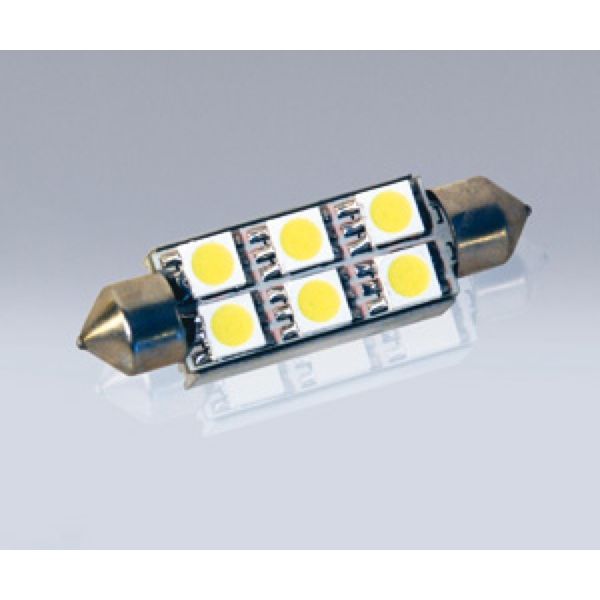 SMD-LED Cablight (Festoon), ultra white, with resistor, 6 SMD 1 piece, L = 44 mm