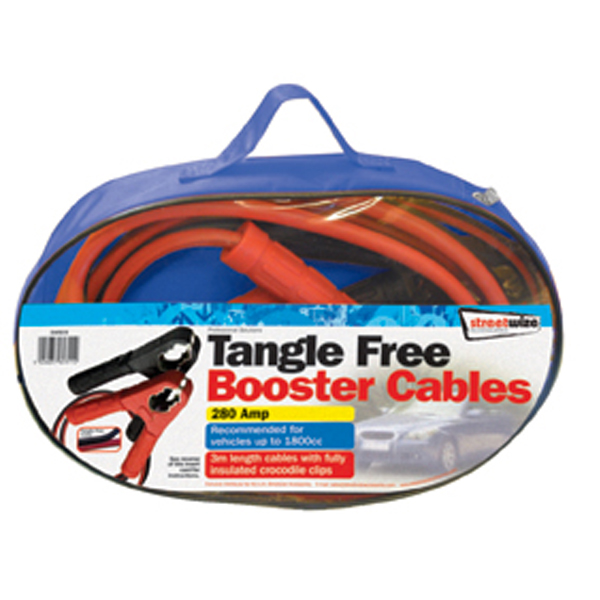 3 m Tangle Free Booster Cables X HD Clip 280 Amp for up to 1800cc