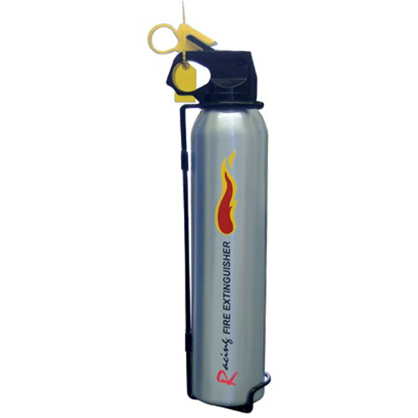 Racing Style Fire Extinguisher - 600g ABC Powder With Bracket - Silver