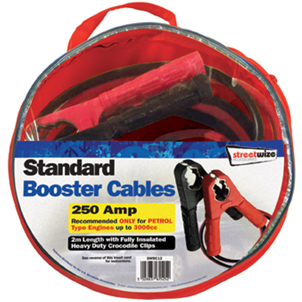 2m HD Booster Cables 250Amp for up to 3000cc