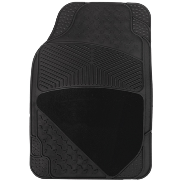 4 piece Rubber/Carpet Mat Set - Equinox - Black