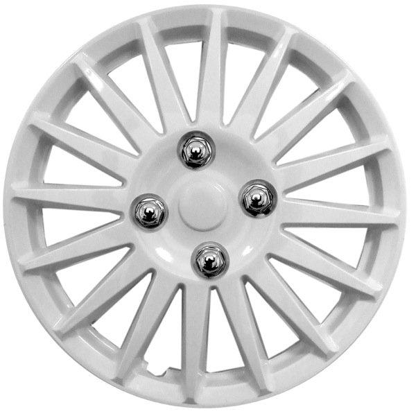 14" Lightning White Gloss Sport Wheel Cover Set