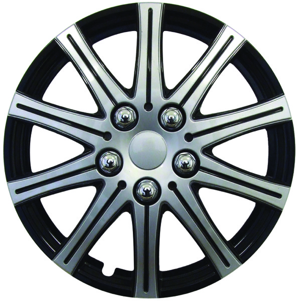 15" Apollo Silver/Black Polish Wheel Cover Set