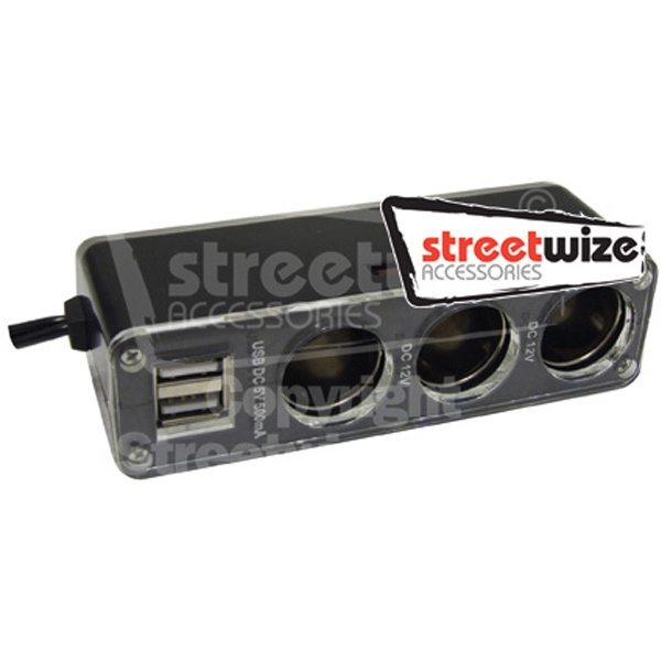 12v Triple Socket with Twin USB